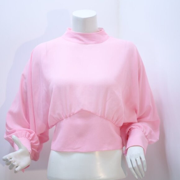 Zara Fitted Waist Flowy Pink Blouse Size L - Picture 2 of 7